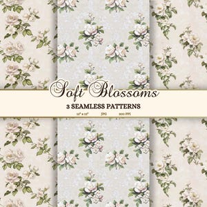 Vintage Florale Nahtlose Muster, Cottagecore Hochzeit Digital Papier für Frühling, druckbare Tapete für Mädchenzimmer, Shabby Chic Blumen JPG