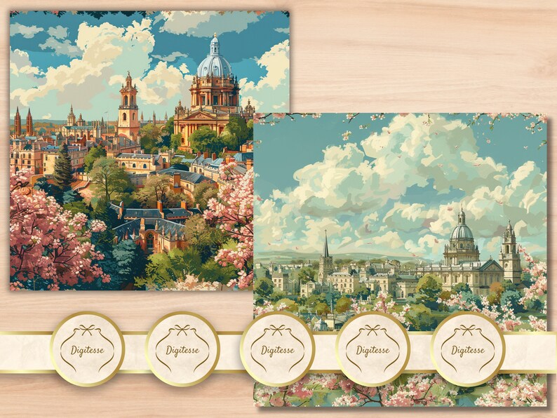 Light Academia Junk Journal Printable, Watercolor Seamless Scrapbook Paper, Oxford University ...