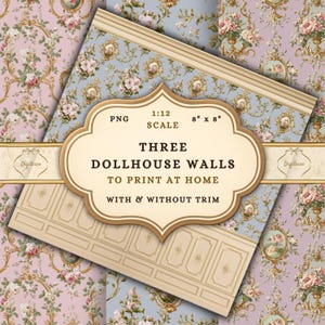 Floral Dollhouse Wallpaper, Miniature Victorian Walls (Digital Download)