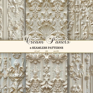 Papel digital sin costuras para bodas, papel imprimible para diario basura color marfil, papel para álbum de recortes de novia color crema JPG, fondo de pantalla de casa de muñecas rococó para descargar