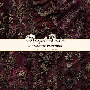 Trama pizzo bordeaux, motivi senza cuciture bordeaux oro inverno, carta da giornale Royal Junk stampabile, sfondo pizzo marrone, pizzo rosso vino JPG