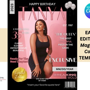 Magazine Cover Template, Birthday Magazine Cover, Graduation Magazine Cover Template, Custom Magazine, Birthday Invitation, Birthday Flyer