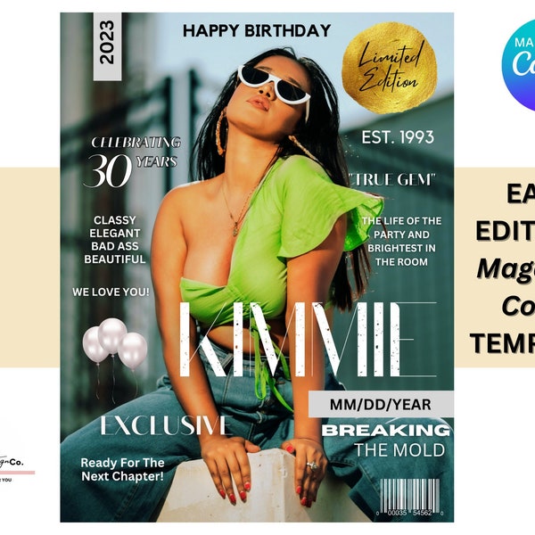 Magazine Cover Template, Birthday Magazine Cover, Graduation Magazine Cover Template, Custom Magazine, Birthday Invitation, Birthday Flyer