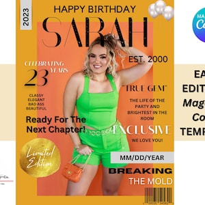 Magazine Cover Template, Birthday Magazine Cover, Graduation Magazine Cover Template, Custom Magazine, Birthday Invitation, Birthday Flyer