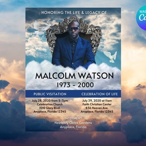 Instagram Memorial Flyer, Social Media Funeral Flyer, Memorial Announcement, Rest In Peace, Editable Funeral Flyer, Funeral Program, Funeral