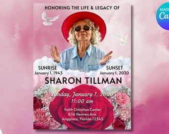 Instagram Memorial Flyer, Social Media Memorial Flyer, Memorial Service, Funeral Flyer, Rest In Peace, Funeral Program, Balloon Release