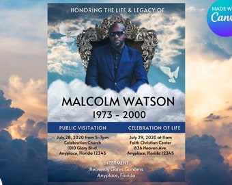 Instagram Memorial Flyer, Social Media Funeral Flyer, Memorial Announcement, Rest In Peace, Editable Funeral Flyer, Funeral Program, Funeral
