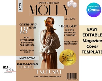 Magazine Cover Template, Birthday Magazine Cover, Graduation Magazine Cover Template, Custom Magazine, Birthday Invitation, Birthday Flyer