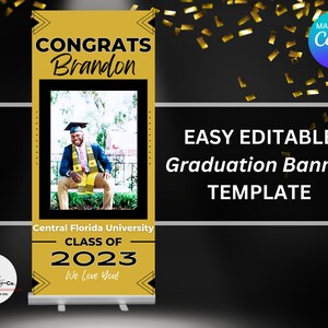 Graduation Banner, Custom Banner, Personalized Banner, Custom Retractable Banner, Rollup Banner, Step and Repeat Banner, Graduation Sign