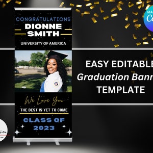 Graduation Banner, Custom Banner, Personalized Banner, Custom Retractable Banner, Rollup Banner, Step and Repeat Banner, Graduation Sign