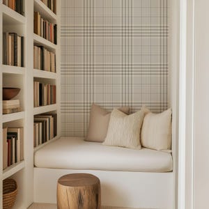 Papier peint autocollant à rayures, papier peint tartan, décoration murale amovible minimale moderne, papier peint temporaire pour chambre à coucher