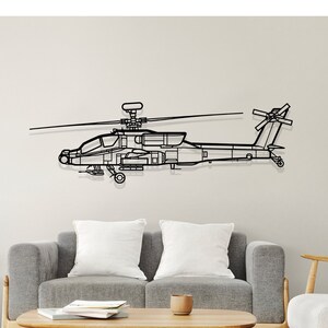 Boeing AH 64D Apache Helicopter Silhouette Metal Wall Art, Airplane Silhouette Wall Decor, Custom Plane Wall Art, Metal Wall Decor