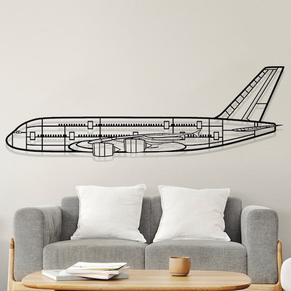 Boeing A380 Airplane Silhouette Metal Wall Art, Plane Silhouette Wall Decor, Custom Aircraft Wall Art, Metal Wall Decor, Gift for Him