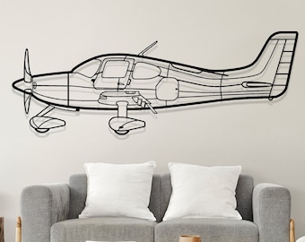 Cirrus SR 22 vliegtuig silhouet metalen muur kunst, vliegtuig silhouet muur decor, aangepaste vliegtuigen muur kunst, metalen wand decor, cadeau voor hem