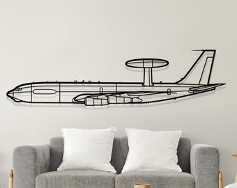 E-3G Sentry Silhouette Metal Wall Art, Airplane Silhouette Wall Decor, Custom Aircraft Wall Art, Metal Plane Wall Decor, Home Decor