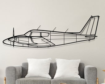 Piper PA-30 Twin Comanche Plane Silhouette Metal Wall Art, Airplane Silhouette Wall Decor, Metal Wall Decor, Gift for Him, Office Decor