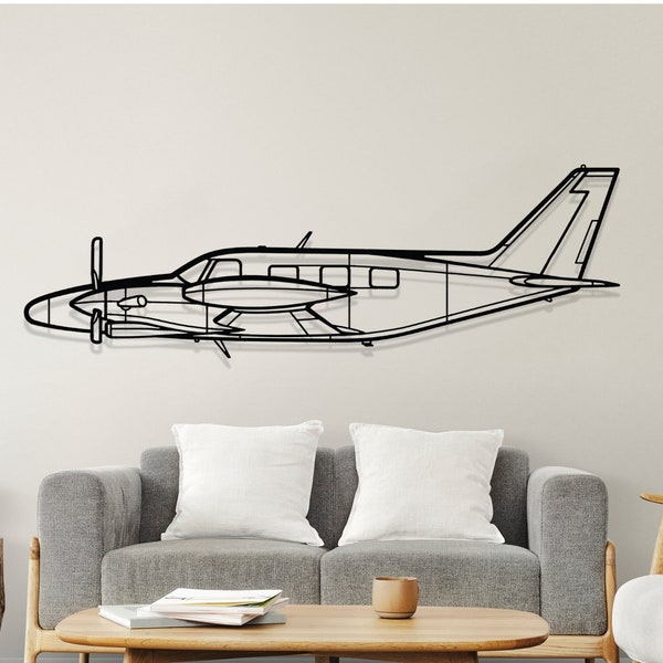 Piper PA-31T Cheyenne Airplane Silhouette Metal Wall Art, Plane Silhouette Wall Decor, Metal Wall Decor, Gift for Him, Office Decor