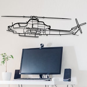 AH-1Z Viper Helicopter Silhouette Metal Wall Art, Metal Wall Decor, Aircraft Silhouette, Helicopter Wall Decor, Home Decor, Gift For Him