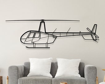 R44 Raven II Helicopter Silhouette Metal Wall Art, Airplane Silhouette Wall Decor, Custom Plane Wall Art, Metal Wall Decor, Home Decor