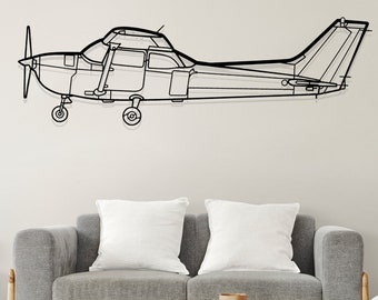 Decoración de pared de metal con silueta Skyhawk 172, arte de pared de avión, arte de pared de avión personalizado, decoración de garaje, decoración de pared de metal.