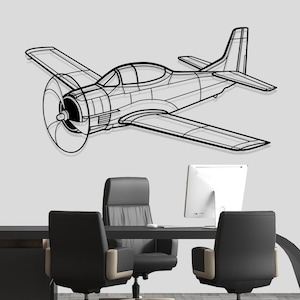 T-28 Trojan Plane Silhouette Metal Wall Art, Airplane Silhouette Wall Decor, Custom Aircraft Wall Art, Metal Wall Decor, Office Decor