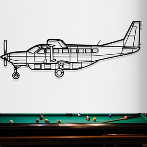 208 Caravan Airplane Silhouette Metal Wall Art,  Aircraft Silhouette Wall Decor, Custom Plane Wall Art, Metal Wall Decor, Home Decor