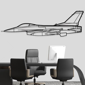 Art mural en métal silhouette avion Falcon F 16, décoration murale silhouette avion, art mural métal, décoration d&#39;intérieur, décoration de bureau, cadeau pour lui