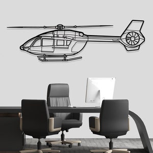 Airbus H145 Helicopter Silhouette Metal Wall Art, Airplane Silhouette Wall Decor, Custom Plane Wall Art, Metal Wall Decor, Home Decor