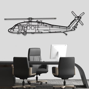 UH-60 Black Hawk Helicopter Metal Wall Art, Aviation Decor