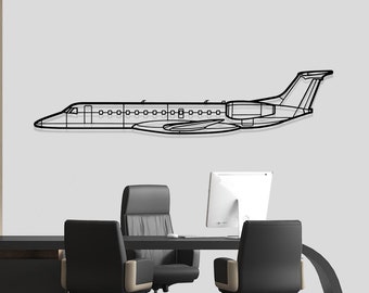 Silueta del avión Embraer ERJ 135: Decoración de pared de metal