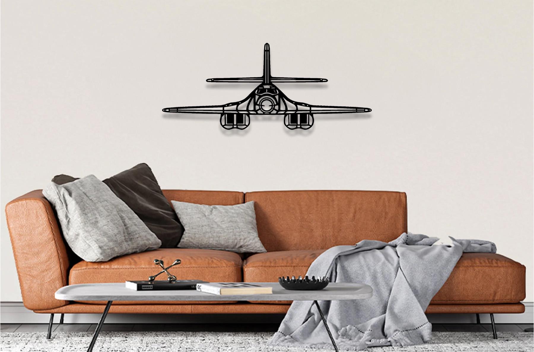 B-1 lanceervliegtuig silhouet metalen muurkunst, vliegtuig silhouet muurkunst, aangepaste vliegtuig kunst aan de muur, metalen wanddecoratie