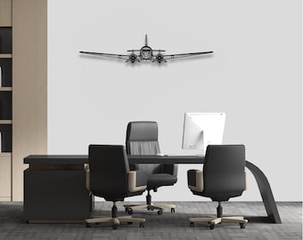 DC-3 Airplane Metal Wall Art: Aviation Silhouette, Pilot Gift