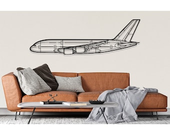 Décoration murale en métal Airbus A380 : décoration de silhouette d'avion