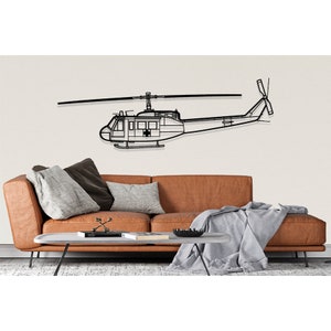 Huey Helicopter Metal Wall Art: Bell UH-1 Iroquois Silhouette