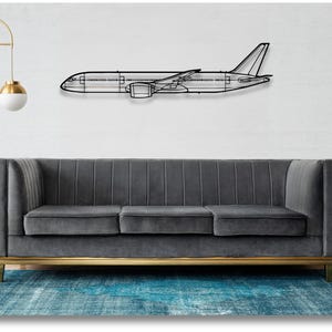 Boeing 787-9 Dreamliner Metal Wall Art: Plane Silhouette Decor