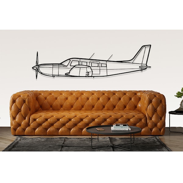 Piper Saratoga Airplane Silhouette Metal Wall Art