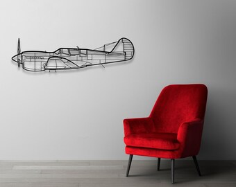 ウォーホーク飛行機シルエットメタルウォールアート：パイロットギフト