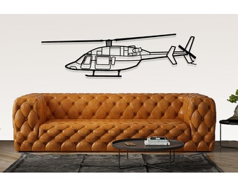Bell 427 Silhouette elicottero Arte da parete in metallo, Arte da parete Silhouette aereo, Arte da parete per aereo personalizzato, Decorazione da parete in metallo, Regali pilota