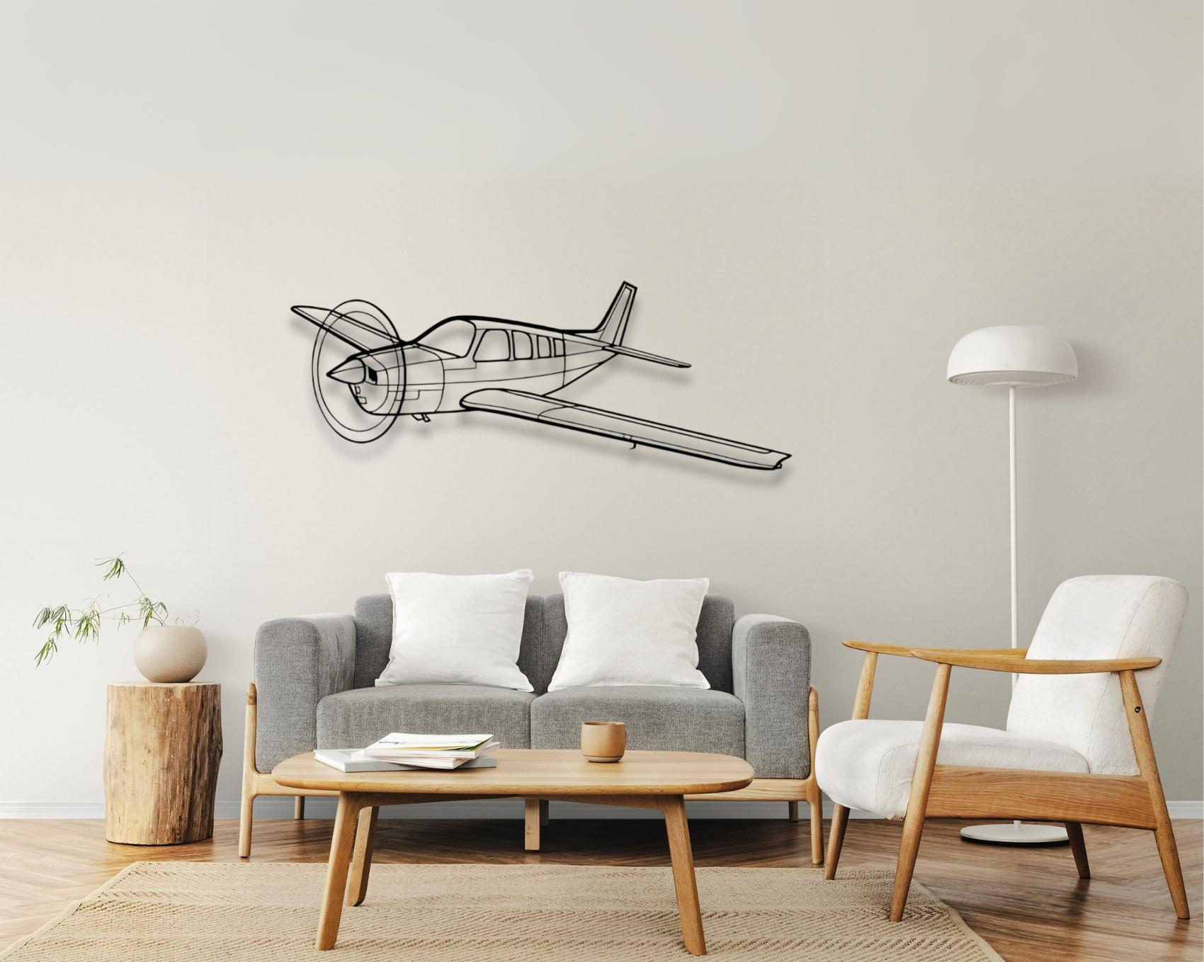 Beechcraft Bonanza A36 Metal Wall Art: Airplane Silhouette, Pilot
