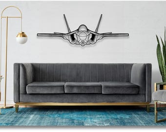 Décoration murale en métal Lightning II pour F-35 : décoration de silhouette d'avion