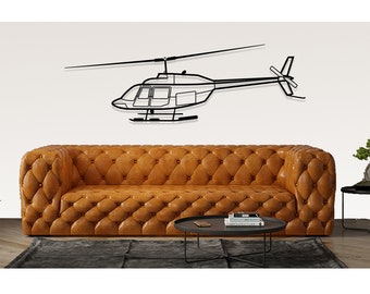 Bell 206B3 Helicopter Silhouette Metal Wall Art, Airplane Silhouette Wall Decor, Custom Plane Wall Art, Metal Wall Decor, Home Decor