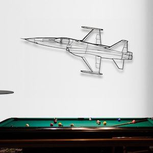 Arte de pared de metal con silueta de Northrop F-5, arte de pared con silueta de avión, arte de pared de avión personalizado, decoración de pared de metal, regalos de piloto, decoración del hogar