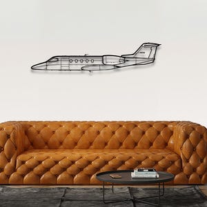 Learjet 35A Silhouette Metal Wall Art: Aviation Home Decor