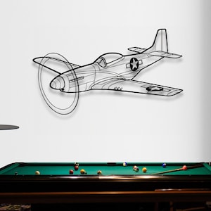 North American P-51 Mustang Silhouette Metal Wall Art, Plane Silhouette Wall Art, Custom Aircraft Wall Art, Metal Wall Decor, Pilot Gifts