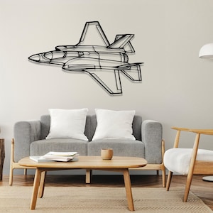 Lockheed Martin F-35 Lightning II Airplane Silhouette Metal Wall Art, Plane Silhouette Wall Decor, Custom Aircraft Wall Art