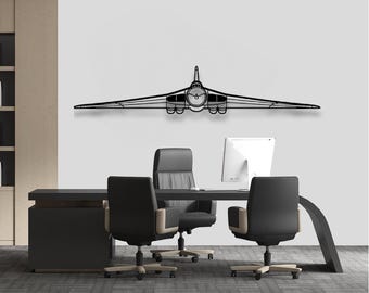 Arte de pared de metal de bombardero Vulcan: decoración moderna con silueta de avión
