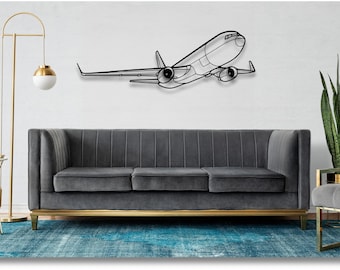 Boeing 767-300F Metal Wall Art: Plane Silhouette Decor