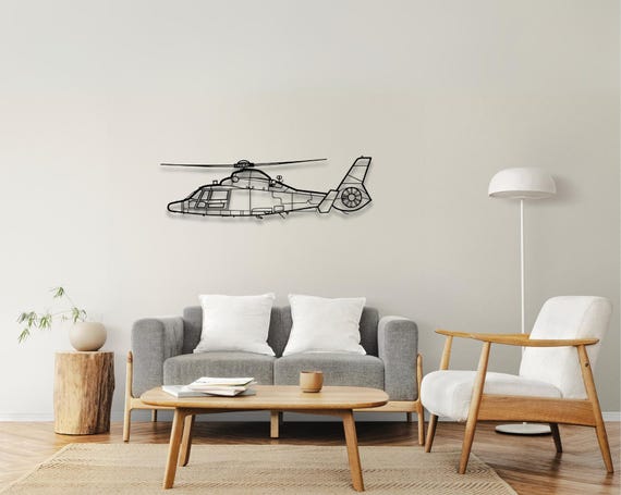 MH-65 Dolphin Helicopter Metal Wall Art: Electrostatic Powder Coating