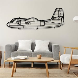 Arte de parede de metal com silhueta de avião rastreador Grumman S-2, arte de parede com silhueta de avião, arte de parede de aeronave personalizada, decoração de parede de metal