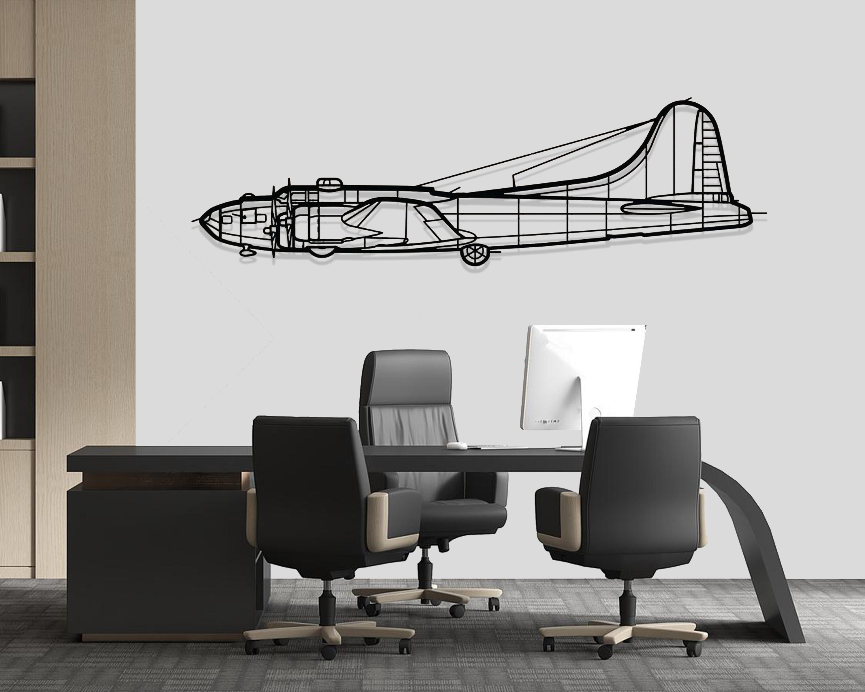 Boeing B-17 Flying Fortress Airplane Silhouette Metal Wall Art, Plane Silhouette Wall Decor, Custom Aircraft Wall Art, Metal Wall Decor